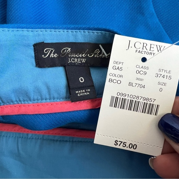 J. Crew The Pencil Skirt Blue 0 NWT - Picture 7 of 7